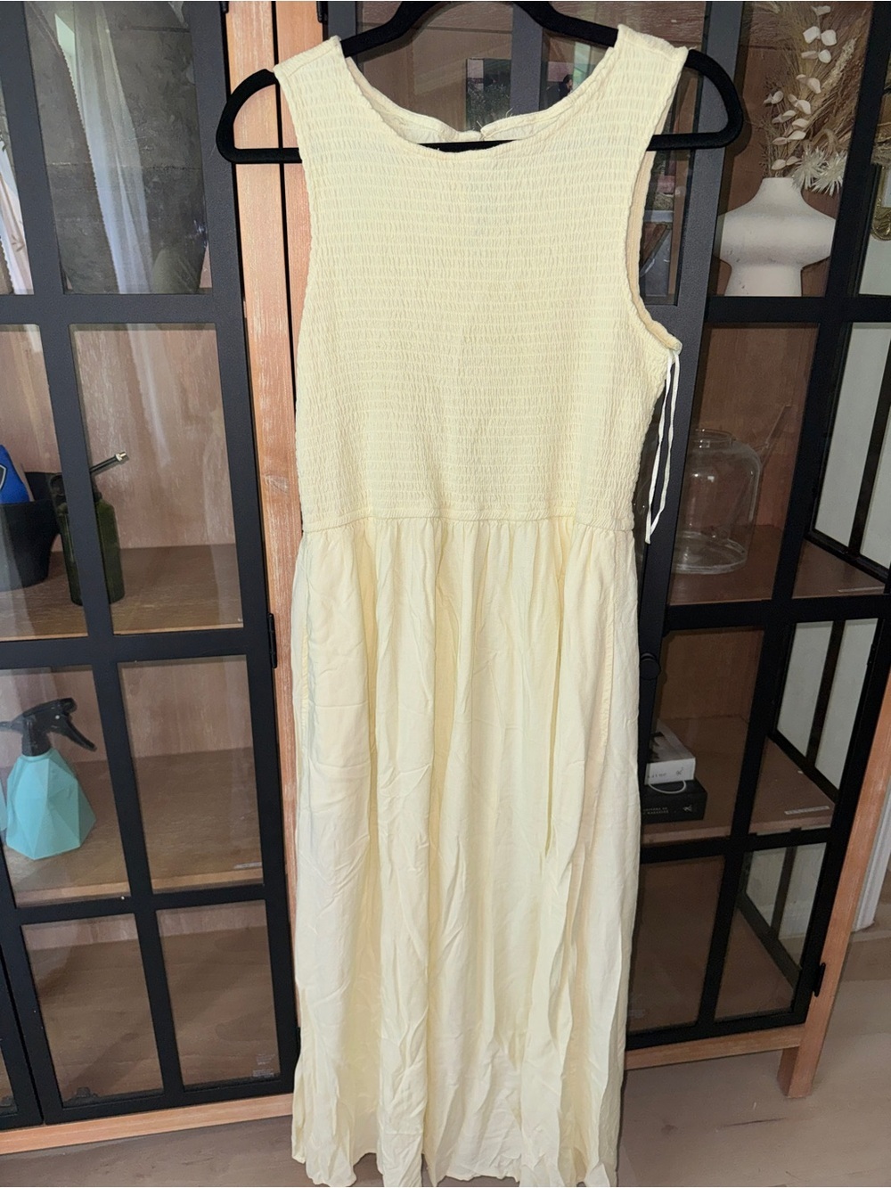 Jopna smocked maxi dress butter yellow sleeveless pastel pockets round neck - Picture 11 of 11